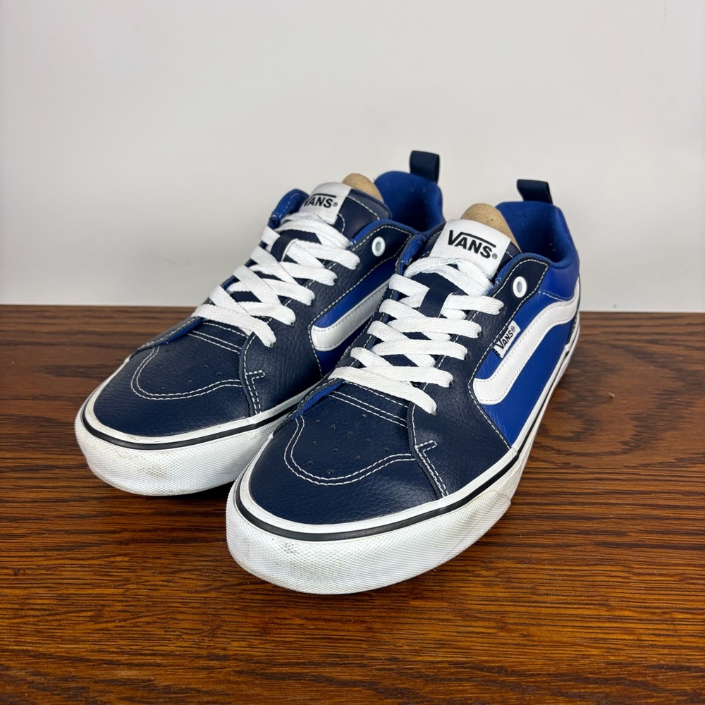 Vans Filmore Low-Top Leather Sneaker Shoes Royal Blue/Navy Men's 8.5 Lace Up